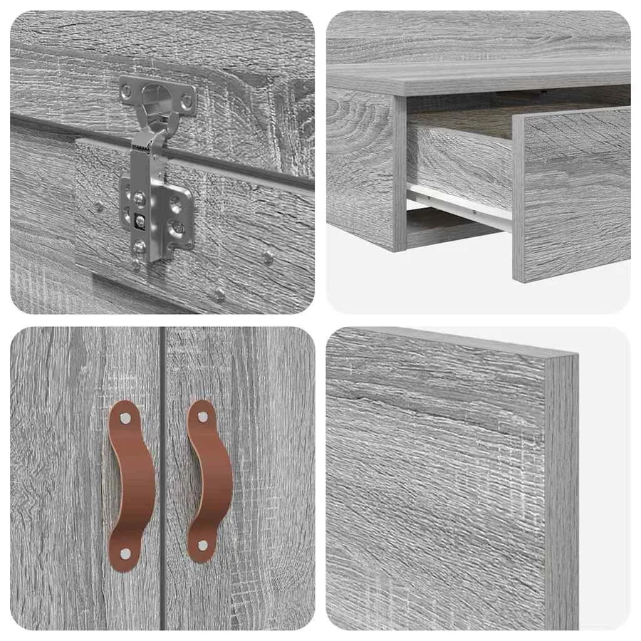 Cadre de lit avec rangement avec tiroir Gris Sonoma 140 cm - 12