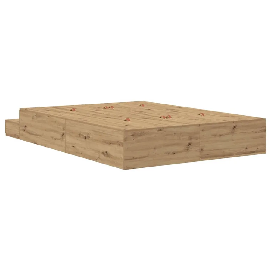 Cadre de lit avec rangement avec tiroir Chêne artisanal 140 cm - 8