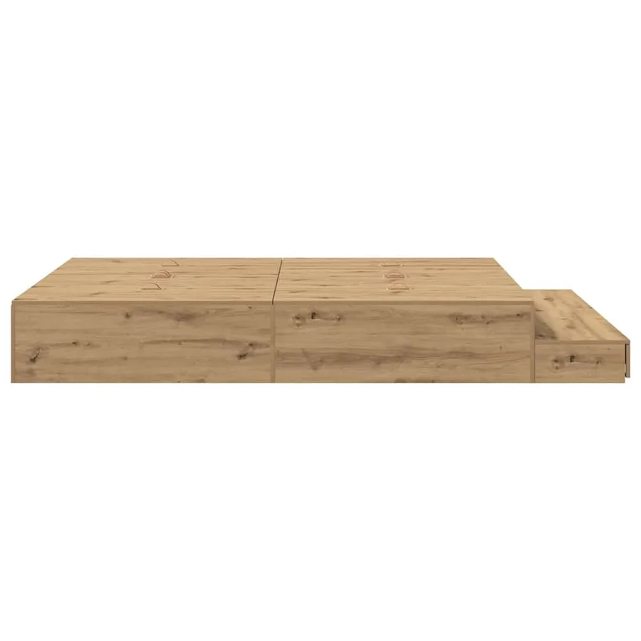 Cadre de lit avec rangement avec tiroir Chêne artisanal 140 cm - 9
