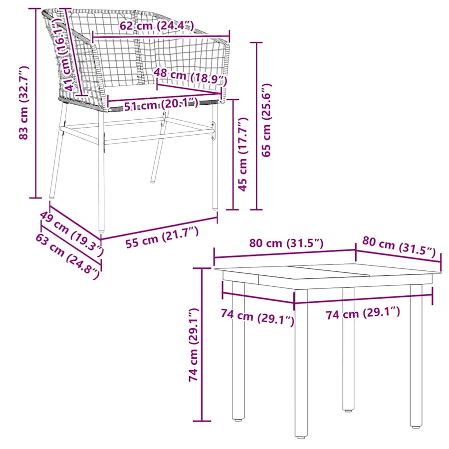 Ensemble à manger de jardin et coussins 5 pcs noir rotin verre - 10