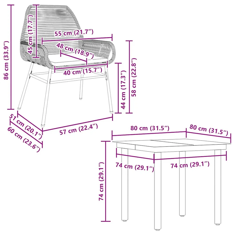 Ensemble à manger jardin coussins 5pcs marron poly rotin verre - 10