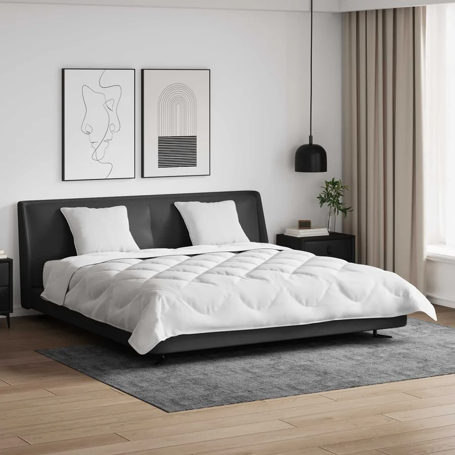 Ensemble de Duvet 3 pcs Blanc Microfibre et Plumes D'oie