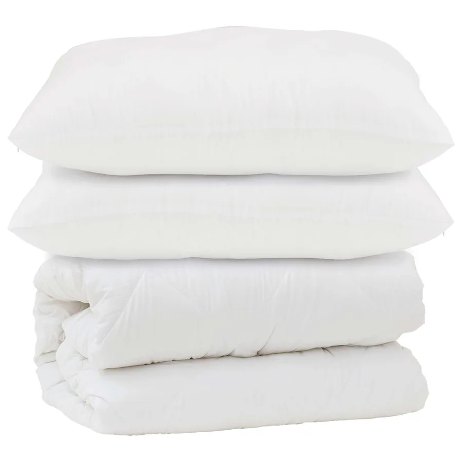Couette avec oreiller 3 pcs Blanc Microfibre - 2