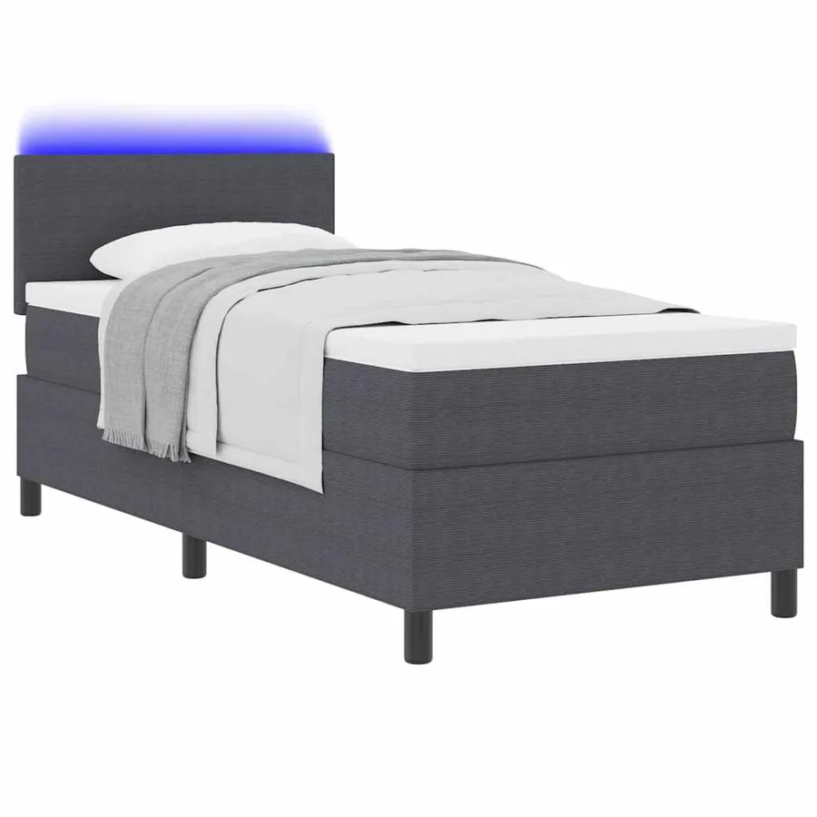 Lit à ressort LED Gris foncé et blanc 90 x 200 cm - 3