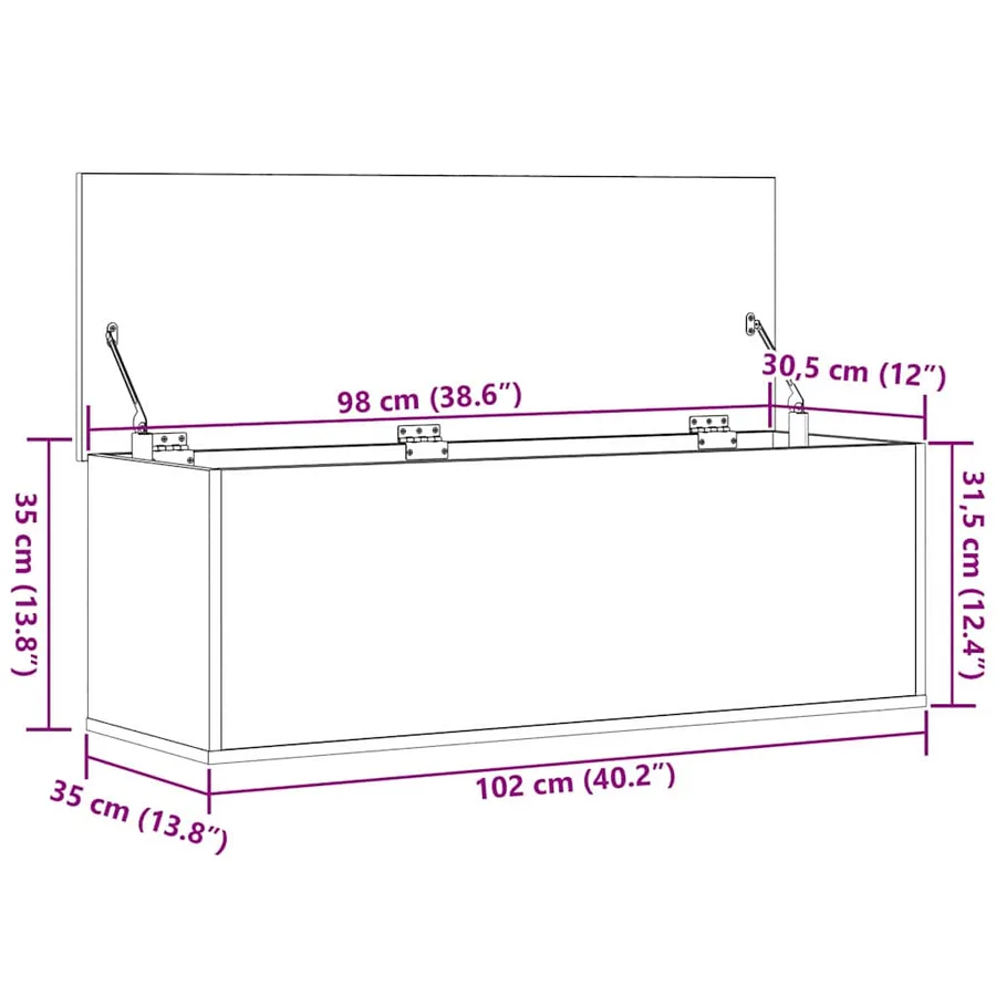 Boîte de Rangement Chêne artisanal 102 x 35 x 35 cm - 12