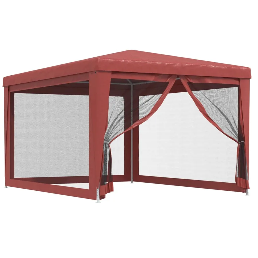 Tente de fête avec 4 parois latérales en maille Rouge 3x4m PEHD - 2