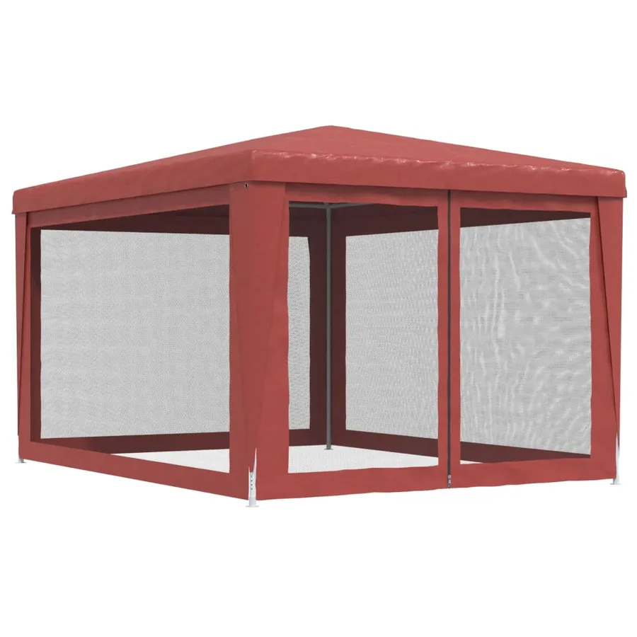 Tente de fête avec 4 parois latérales en maille Rouge 3x4m PEHD - 5