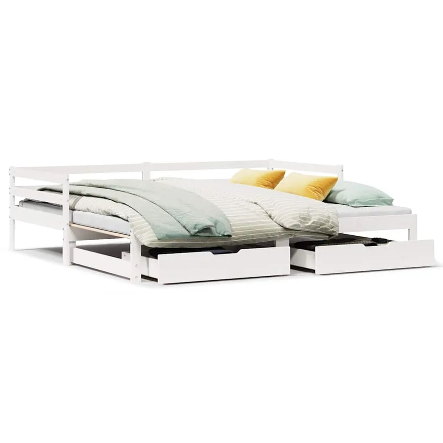 Lit de jour et tiroirs sans matelas blanc 90x200 cm bois massif - 2