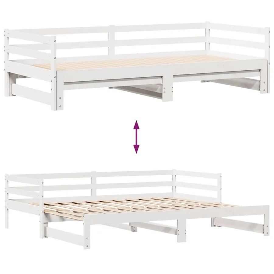 Lit de jour et tiroirs sans matelas blanc 90x200 cm bois massif - 4