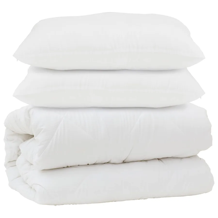 Couette avec oreiller 3 pcs Blanc Microfibre - 2