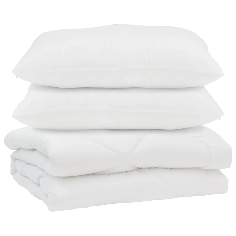 Couette avec oreiller 3 pcs Blanc Microfibre - 2