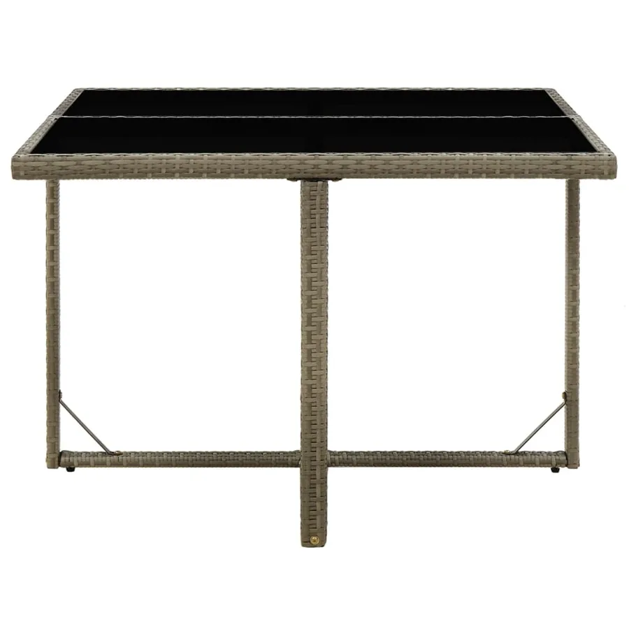 Table de jardin Gris 109x107x74 cm Résine tressée et verre - 3