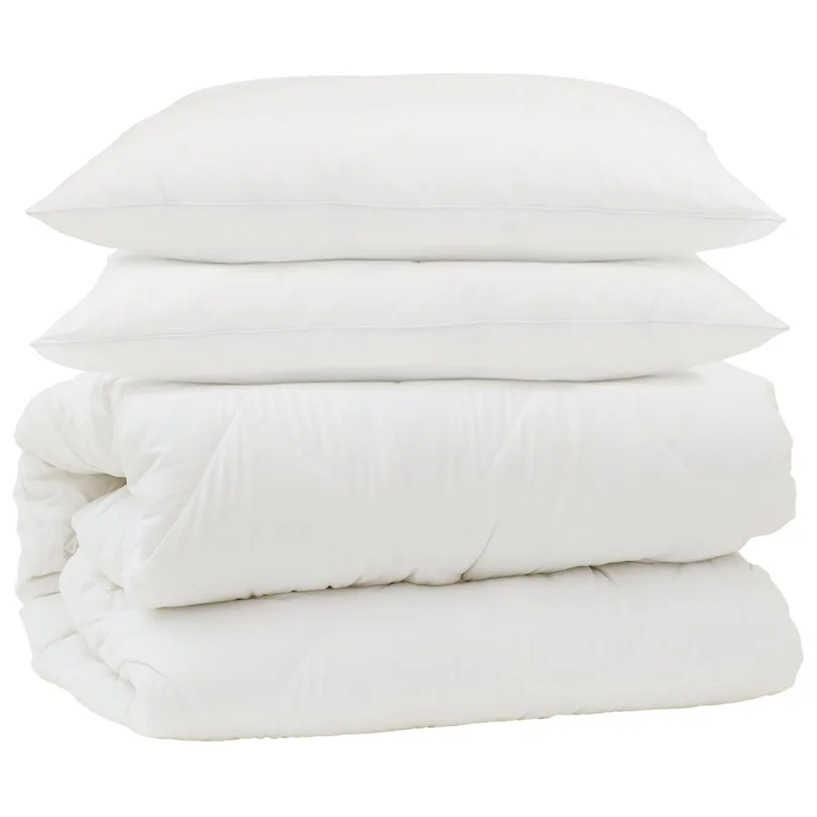 Ensemble de Duvet 3 pcs Blanc Microfibre et Plumes D'oie - 2