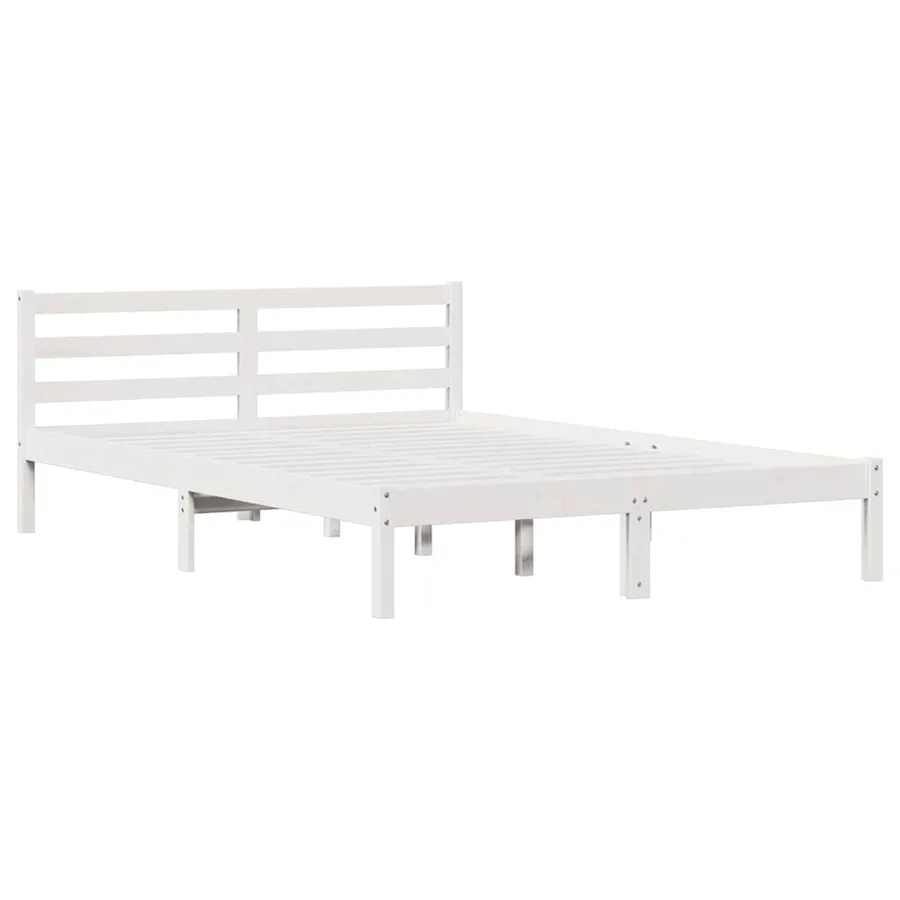Cadre de lit Blanc 215,5 x 145,5 x 69,5 cm Bois de Pin Massif - 2