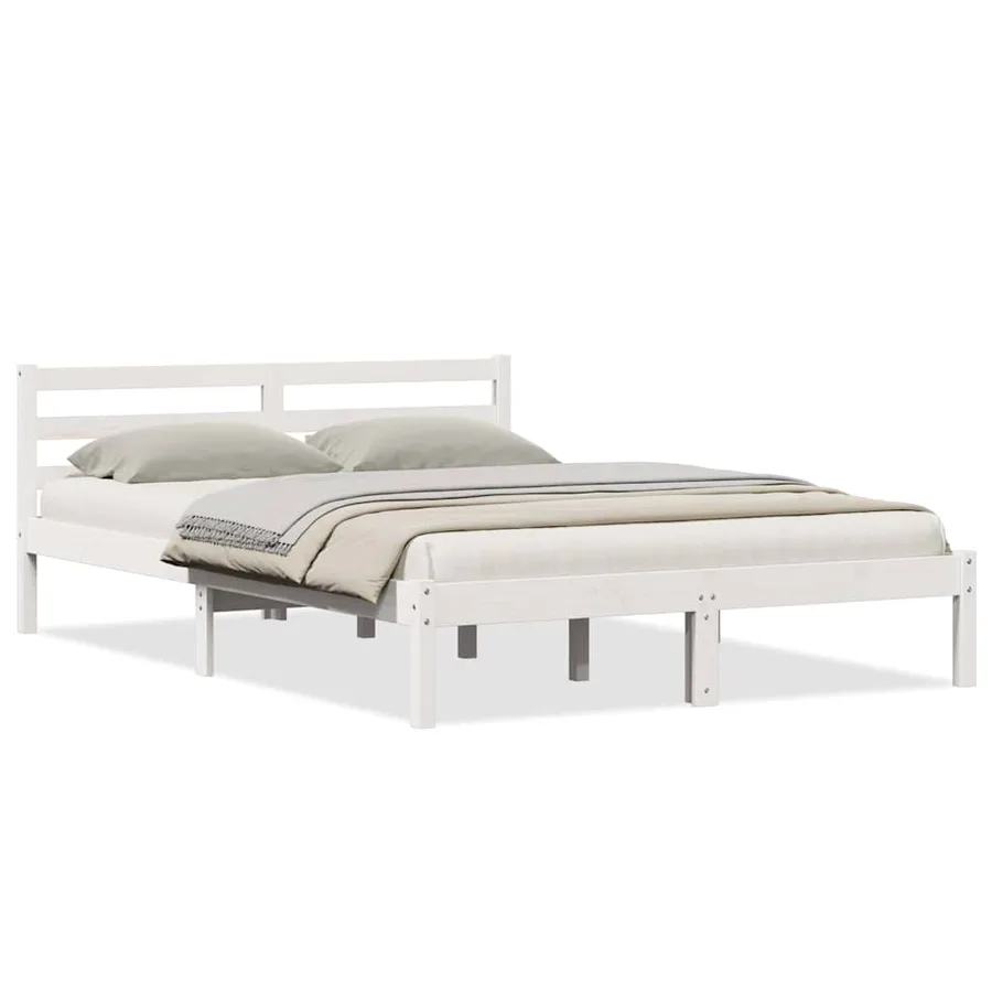 Cadre de lit Blanc 215,5 x 145,5 x 69,5 cm Bois de Pin Massif - 3