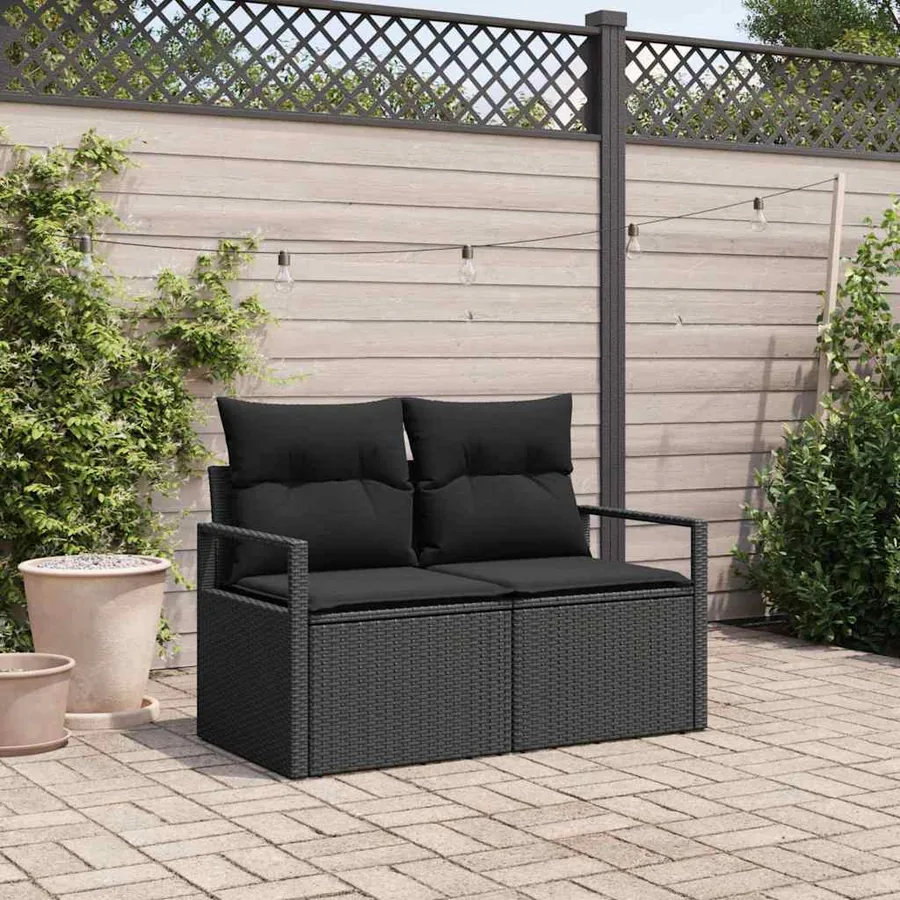 Canapé de jardin avec coussin 120 x 62 x 69 cm polyrotin