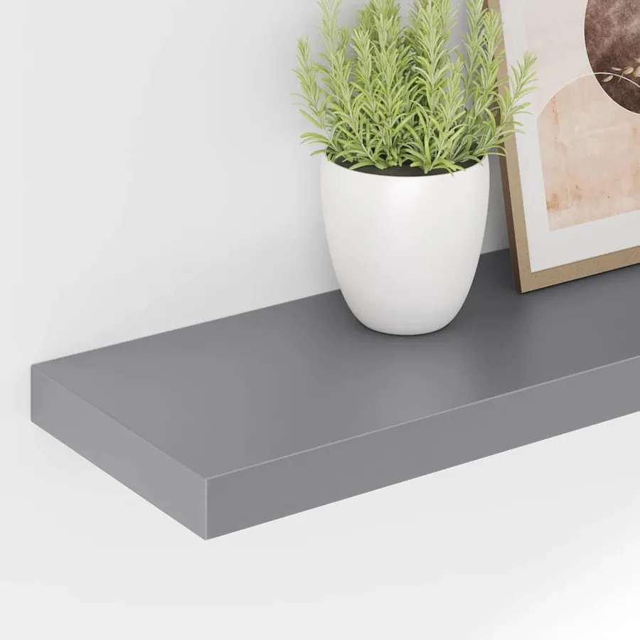 Étagères murales flottantes 2 pcs gris 80x23,5x3,8 cm MDF - 4