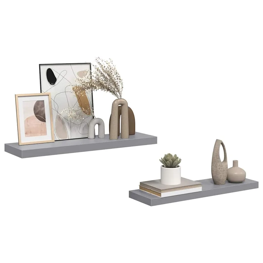 Étagères murales flottantes 2 pcs gris 80x23,5x3,8 cm MDF - 5