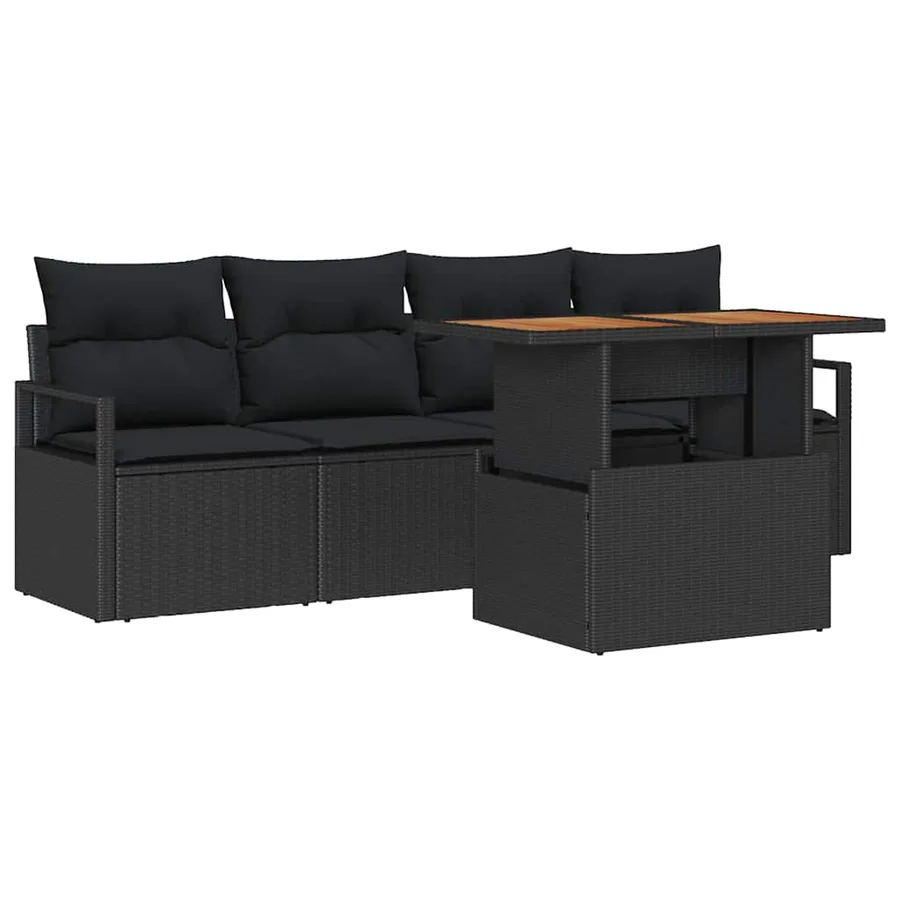 Ensemble de canapé de jardin avec coussin 5 pcs Noir - 2