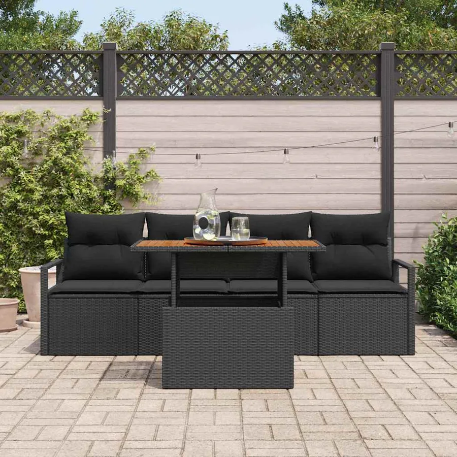 Ensemble de canapé de jardin avec coussin 5 pcs Noir - 3