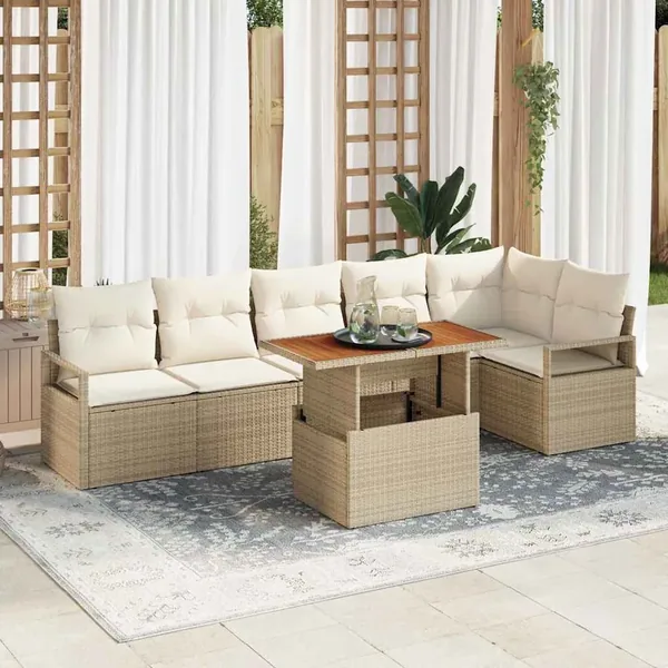 Ensemble de canapé de jardin 7 pc 6-Nombre de places