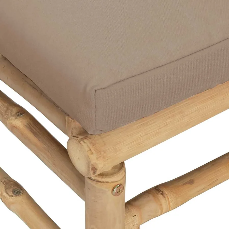 Canapé d'angle de jardin avec coussins taupe bambou - 6