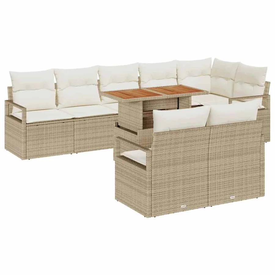 Ensemble de canapé de jardin 9 pc 8-Nombre de places - 2