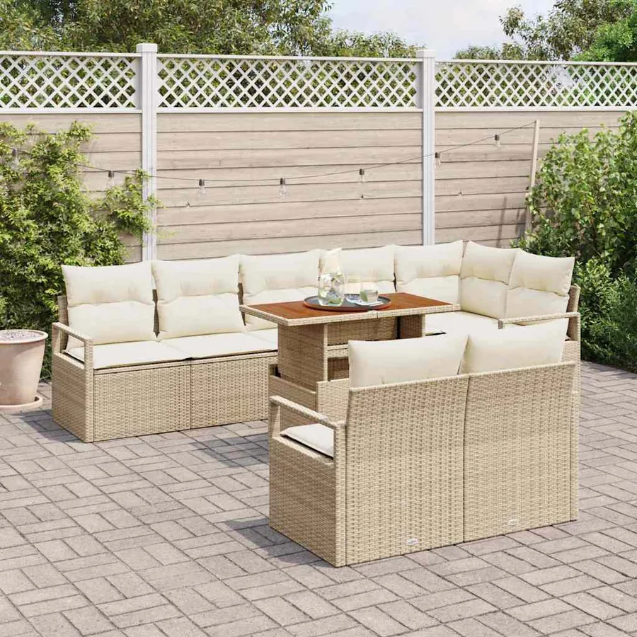 Ensemble de canapé de jardin 9 pc 8-Nombre de places - 3