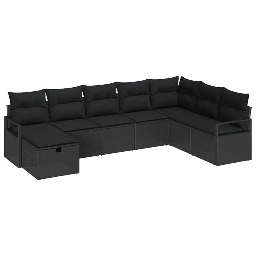 Ensemble de Canapés avec coussin 8 pcs Noir polyrotin - 2