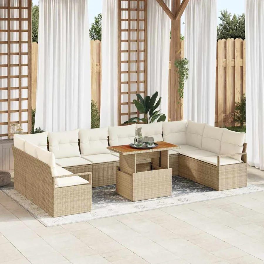 Ensemble de canapé de jardin 11 pc 10-Nombre de places