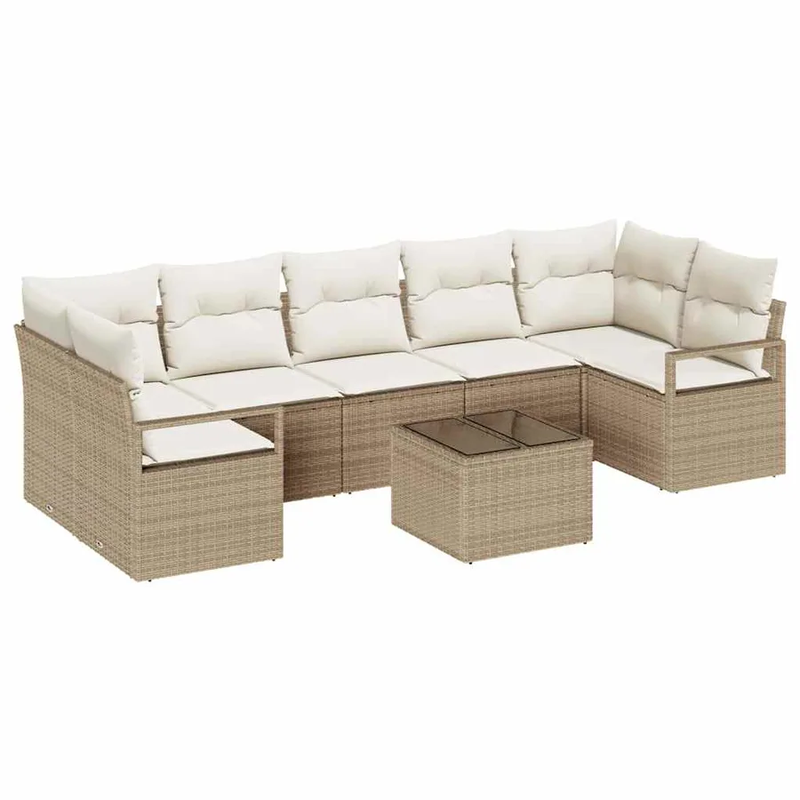 Ensemble de Canapés 8 pcs Beige et crème polyrotin - 2