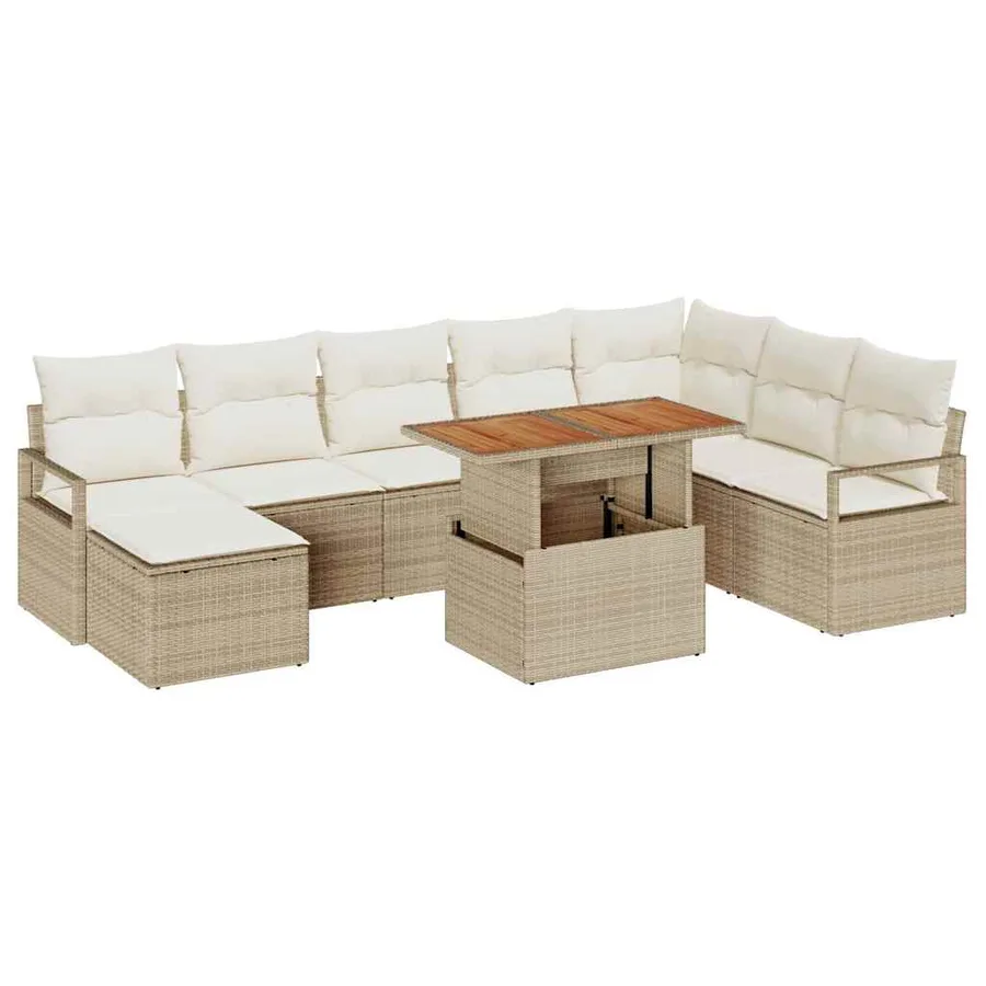 Ensemble de canapé de jardin 9 pcs Beige et crème - 2