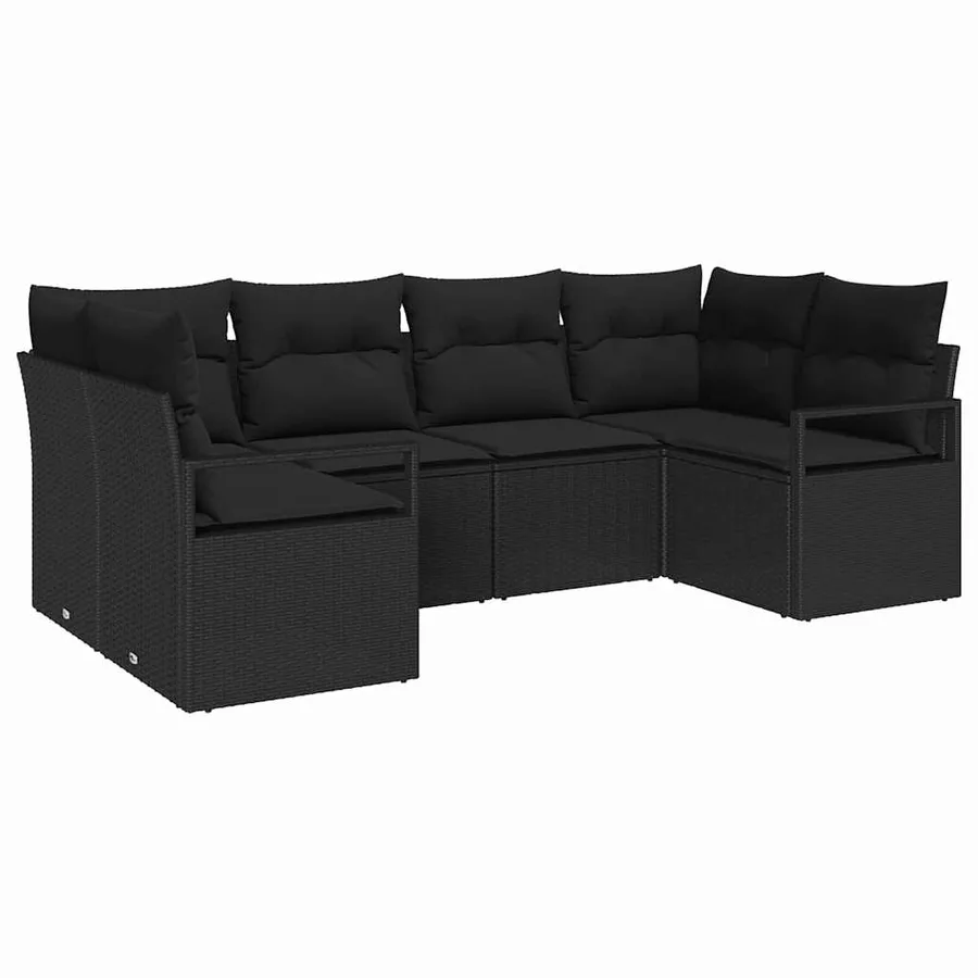 Ensemble de Canapés avec coussin 6 pcs Noir polyrotin - 2