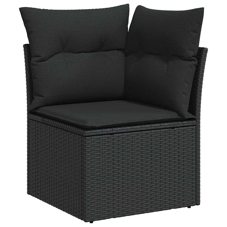 Ensemble de canapé de jardin avec coussin 10 pcs Noir polyrotin - 6