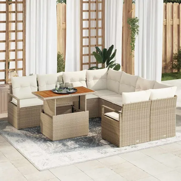 Ensemble de canapé de jardin 9 pc 8-Nombre de places
