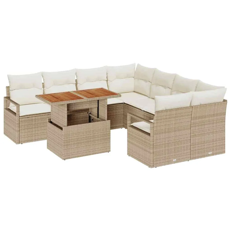 Ensemble de canapé de jardin 9 pc 8-Nombre de places - 2