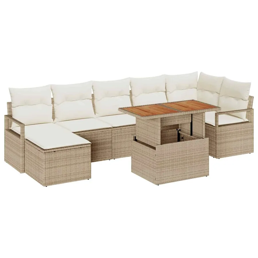 Ensemble de canapé de jardin 8 pcs Beige et crème - 2