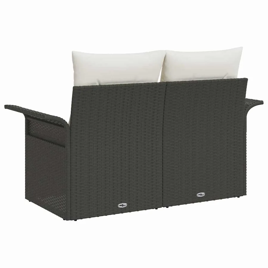 Canapé de jardin avec coussin Noir 141 x 62 x 69 cm polyrotin - 4