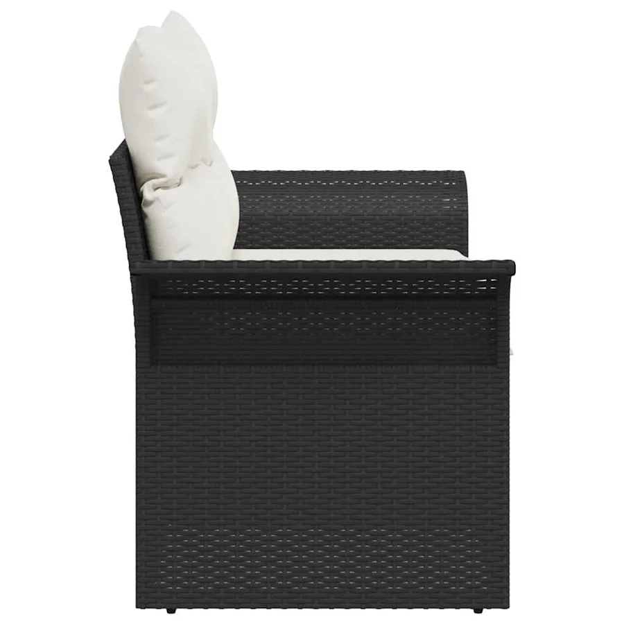 Canapé de jardin avec coussin Noir 141 x 62 x 69 cm polyrotin - 6