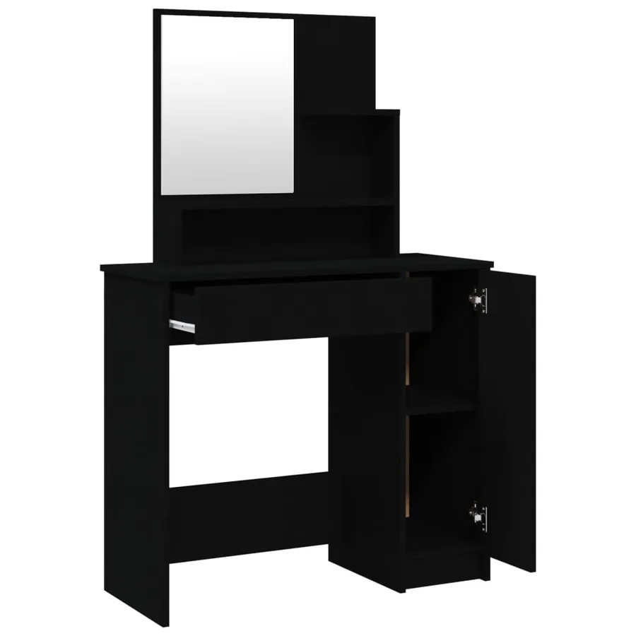 Coiffeuse avec miroir noir 86,5x35x136 cm - 7