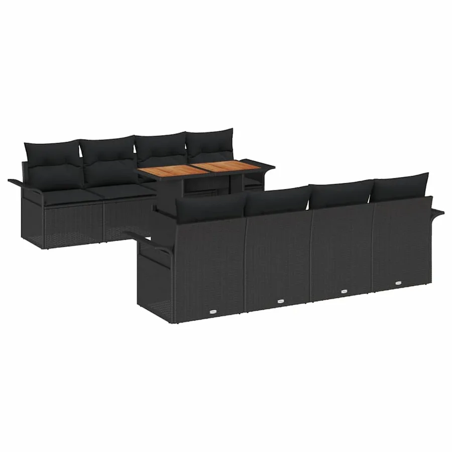 Ensemble de canapé de jardin avec coussin 7 pcs Noir polyrotin - 2