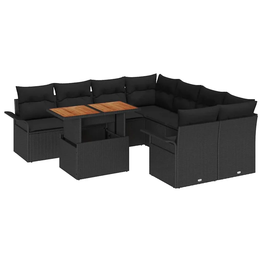Ensemble de canapé de jardin avec coussin Noir - 2