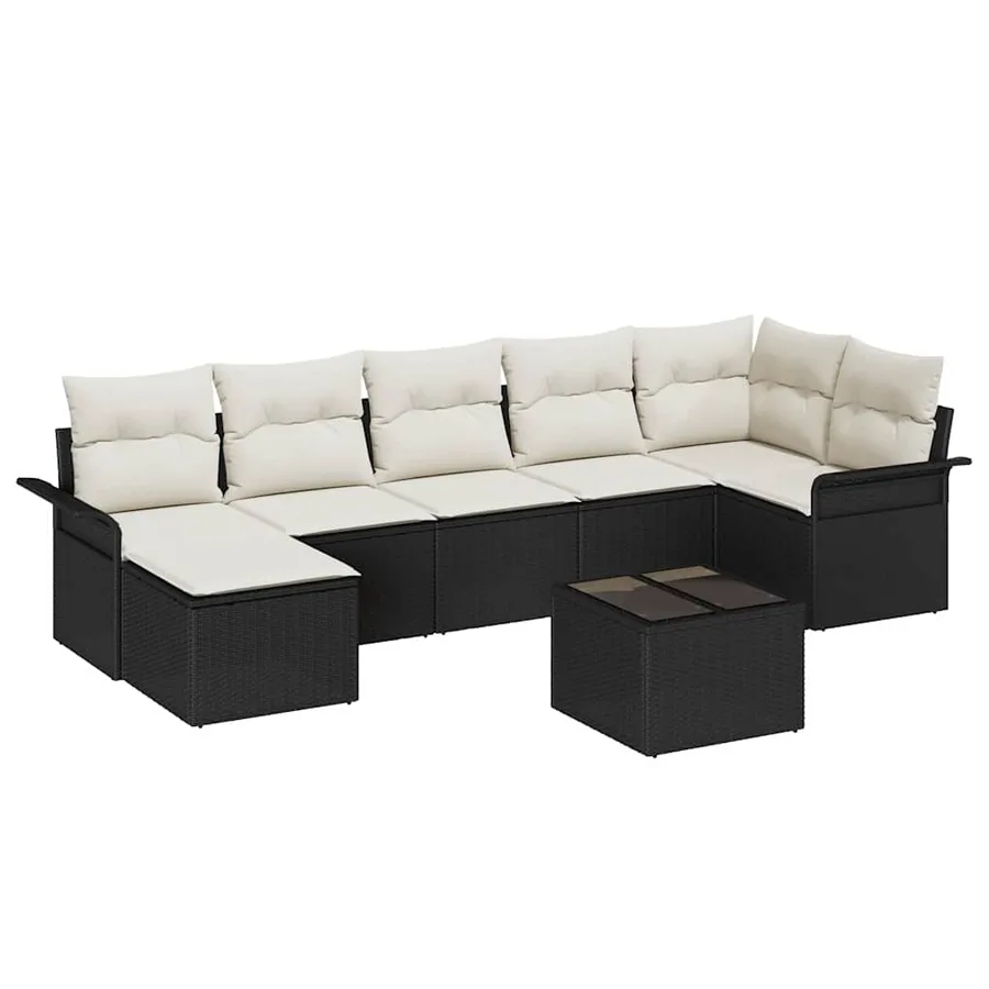 Ensemble de canapé de jardin avec stockage 8 pcs Noir polyrotin - 2