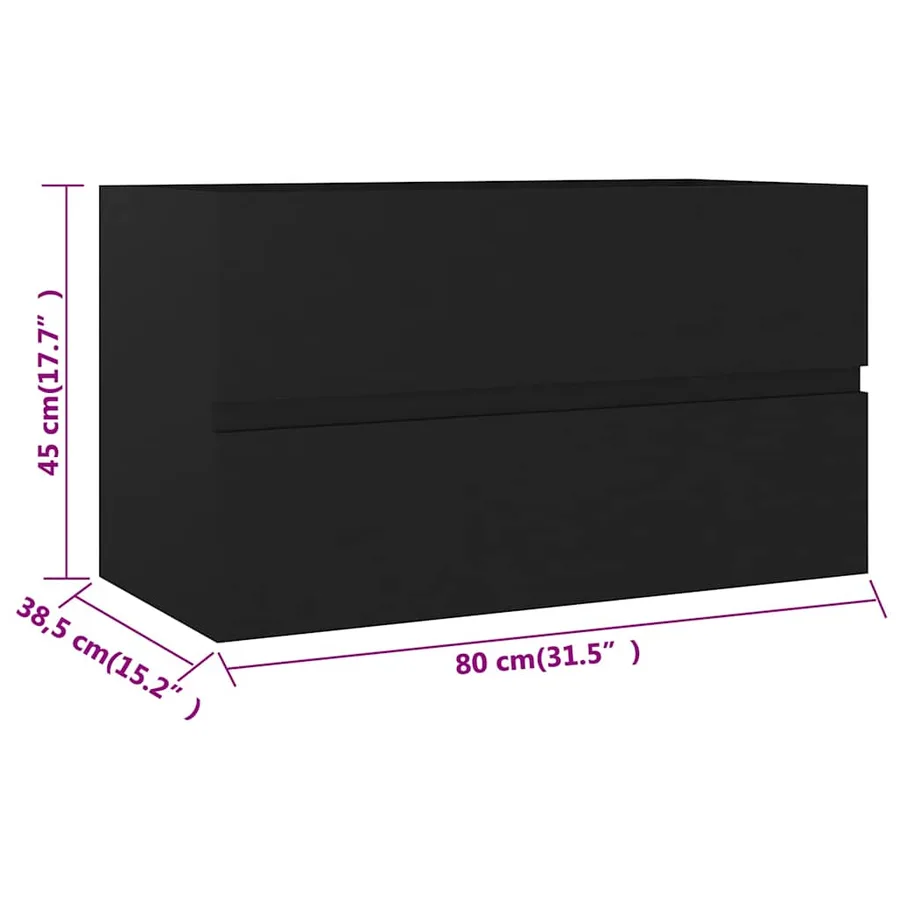 Ensemble de meubles salle de bain 2 pcs noir bois d'ingénierie - 18