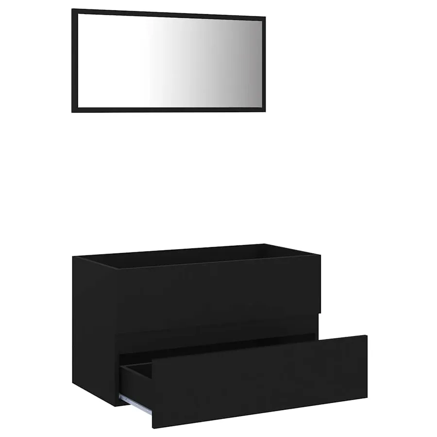 Ensemble de meubles salle de bain 2 pcs noir bois d'ingénierie - 3