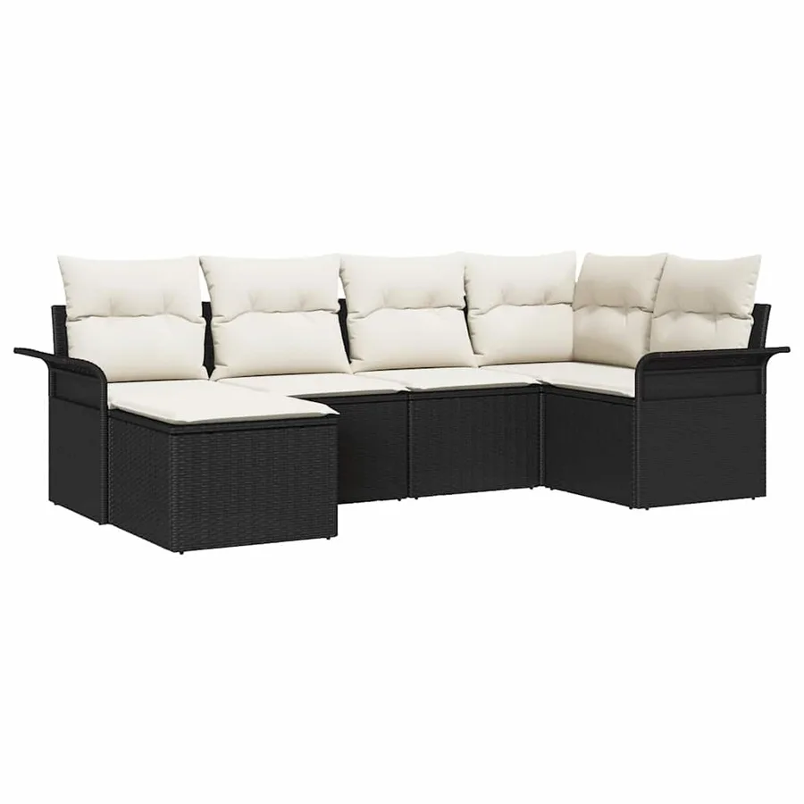 Ensemble de canapé de jardin avec stockage 6 pcs Noir polyrotin - 2