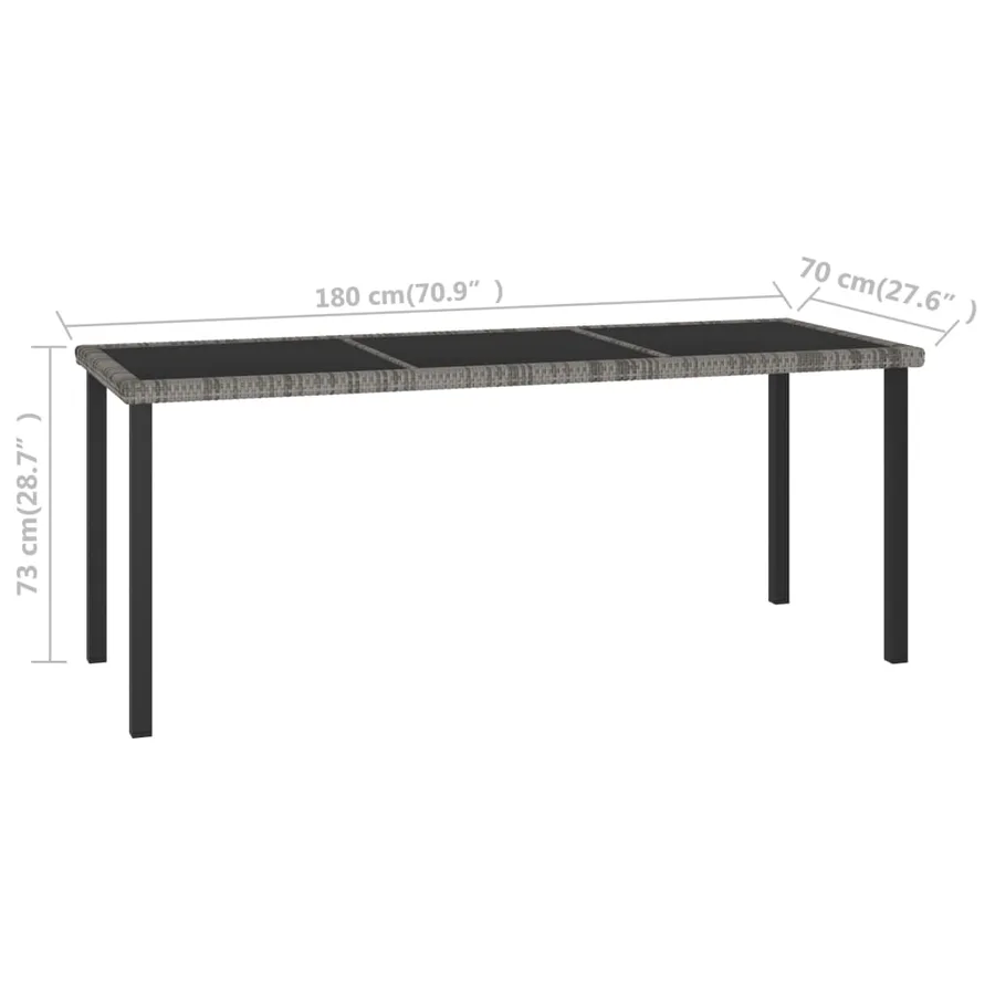 Table à dîner de jardin Gris 180x70x73 cm Résine tressée - 5