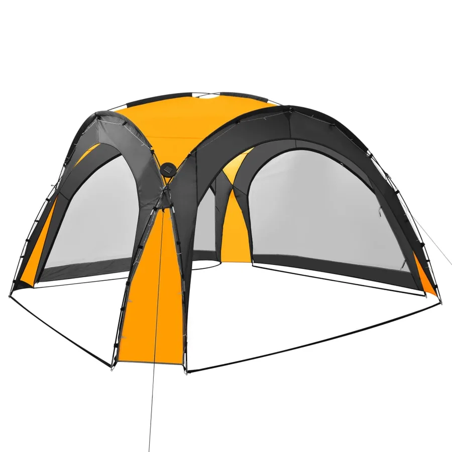 Tente de réception avec LED et 4 parois 3,6x3,6x2,3 m Jaune - 3