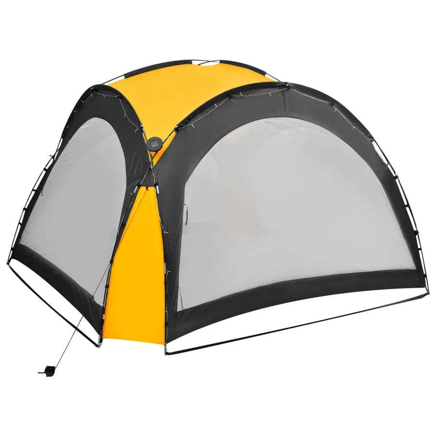 Tente de réception avec LED et 4 parois 3,6x3,6x2,3 m Jaune - 4