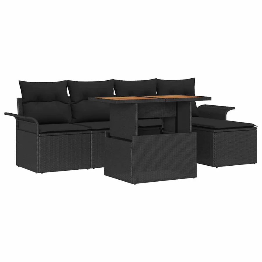 Ensemble de canapé de jardin avec coussin 6 pcs Noir - 2